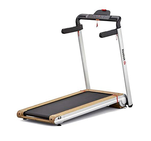 Reebok I-Run 4.0 Treadmill in Silver Wood finish with ultra-compact folding design for home gym workouts in Pakistan | Fitness Needs